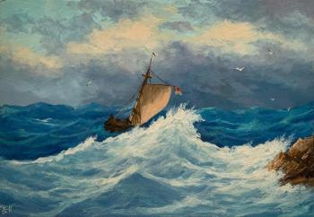Painting Restless Blue Sea. Lyamin Nikolay