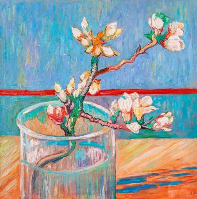 Copy of Van Gogh's painting *Blossoming almond branch in a glass*. Vlodarchik Andjei