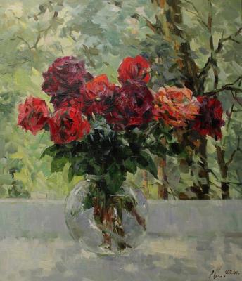 Roses on the window-sill
