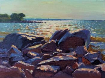 Granite stones of the Gulf of Finland on a sunny day. Melnikov Aleksandr