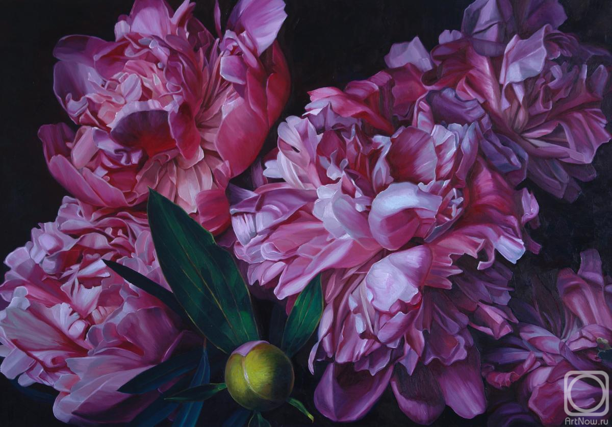 Картина маслом на холсте. Вестникова Екатерина. Яркий пурпур пионов