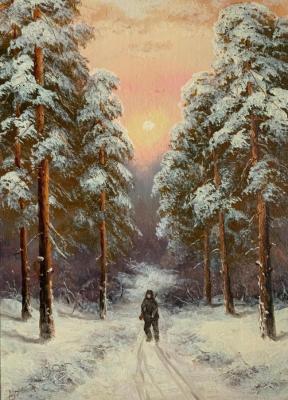 Hunter, on a Snowy Forest Path. Lyamin Nikolay