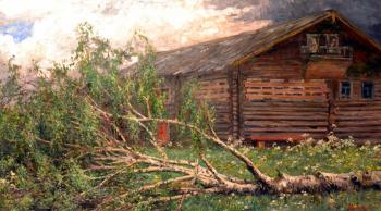 The birch tree fell. Korkodym Vladimir