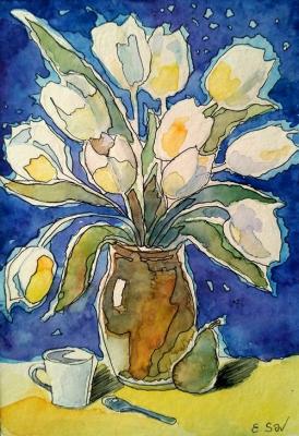White tulips. Savelyeva Elena