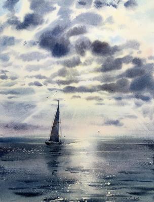 Sailboat and clouds #5. Gorbacheva Evgeniya