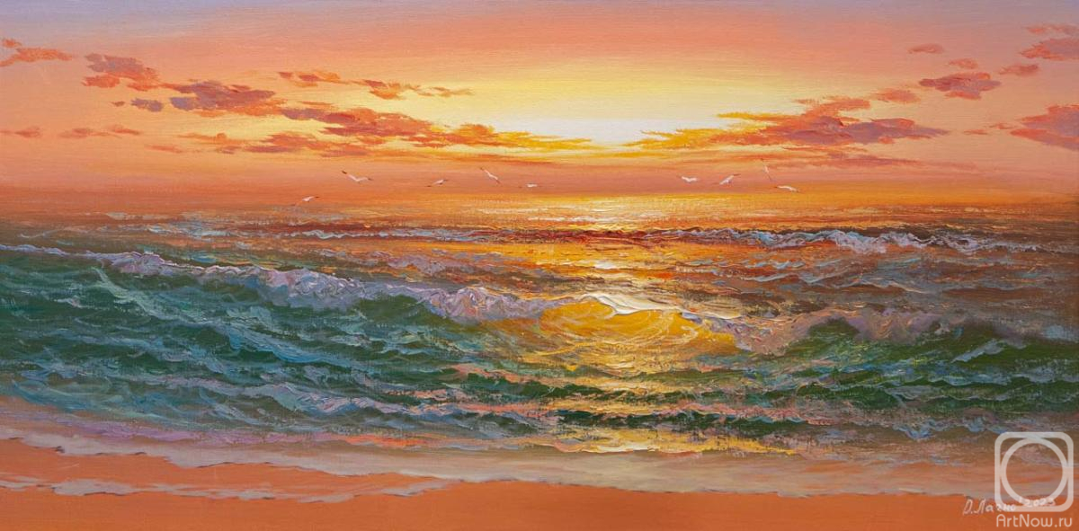 Lagno Daria. Fiery sunset over the emerald sea