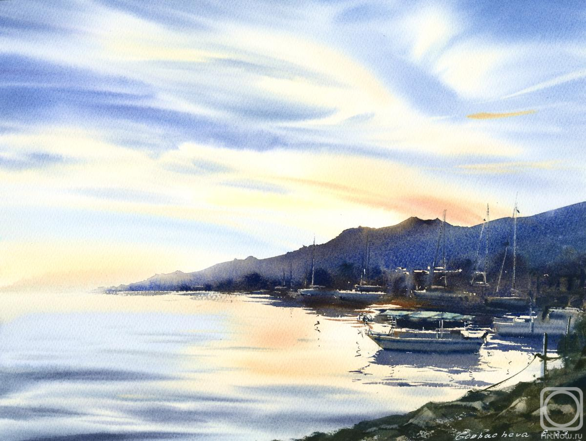 Gorbacheva Evgeniya. Yachts on the pier at dawn Cyprus