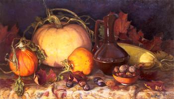 Pumpkins and leaves (). Shumakova Elena