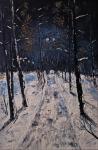 Lebedev Vladimir. Winter alley lit by lanterns