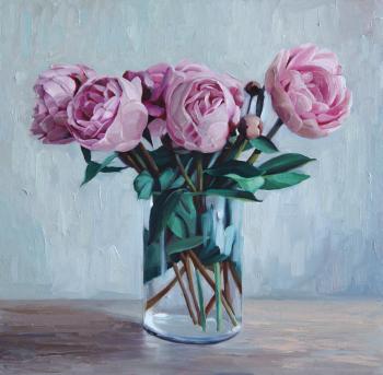 Still life with pink peonies
