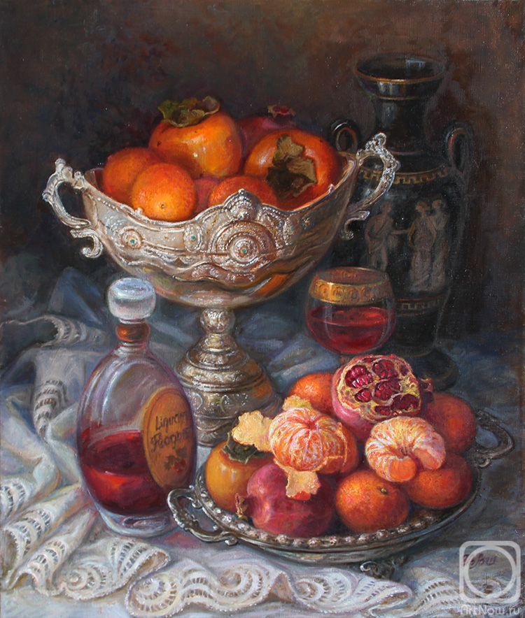 Shumakova Elena. Persimmon and tangerines