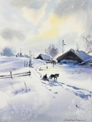 Winter morning in the village. Gorbacheva Evgeniya