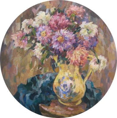 Asters in a yellow jug