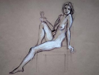 Nude with a glass. Yaguzhinskaya Anna