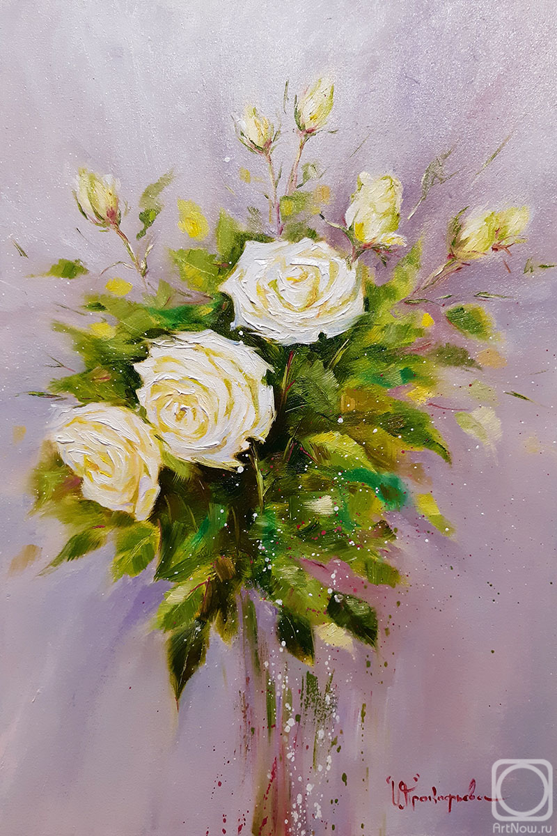 Prokofeva Irina. Bouquet of white roses flowers in pastel colors