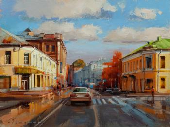 "The sun is in puddles." The intersection of Pokrovka and Chistoprudnogo Boulevard. Shalaev Alexey
