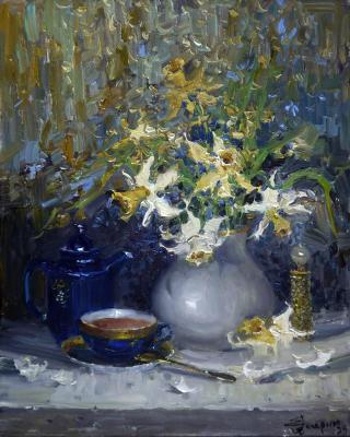 Tea with daffodils. Gagarina Elena