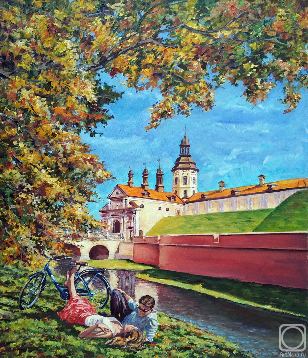 Fedosenko Roman. He, she and the bicycle at the Nesvizh Castle