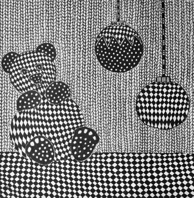 Teddy bear and balls (-). Gvozdetskaya Irina