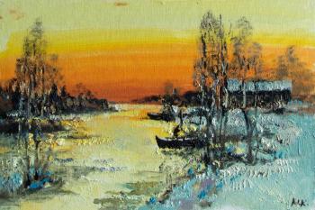 Sunset on the river. Kremer Mark