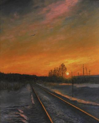 Rails at sunset. Korepanov Alexander