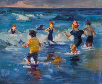 Children and the sea. Water games. Kamskij Savelij