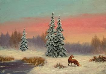 Red Fox near Snow-Covered Firs (). Lyamin Nikolay