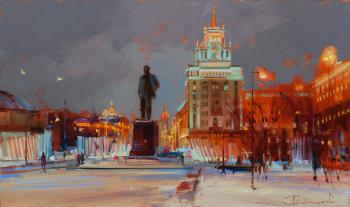 Skiing in Moscow. Triumphal Square. Shalaev Alexey