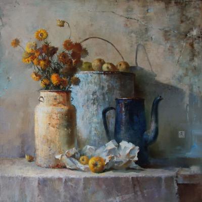 Still life with a yellow bouquet