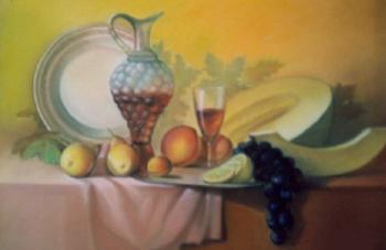 Still life with fruit and wine. Syachina Galina