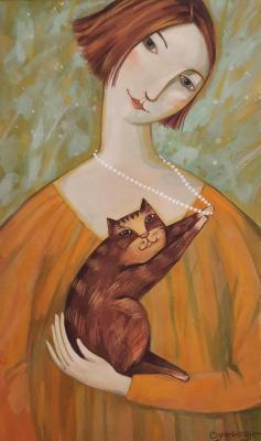 Girl with kitten. Serjantova Olesja