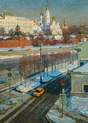 View of the Kremlin from Sofiyskaya Embankment in March 2024