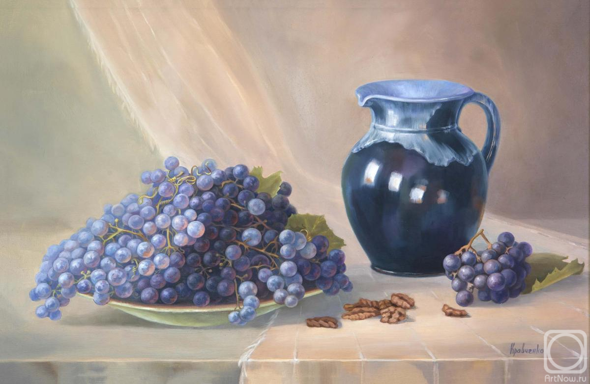 Kravchenko Yuliya. Still life with grapes and pitcher
