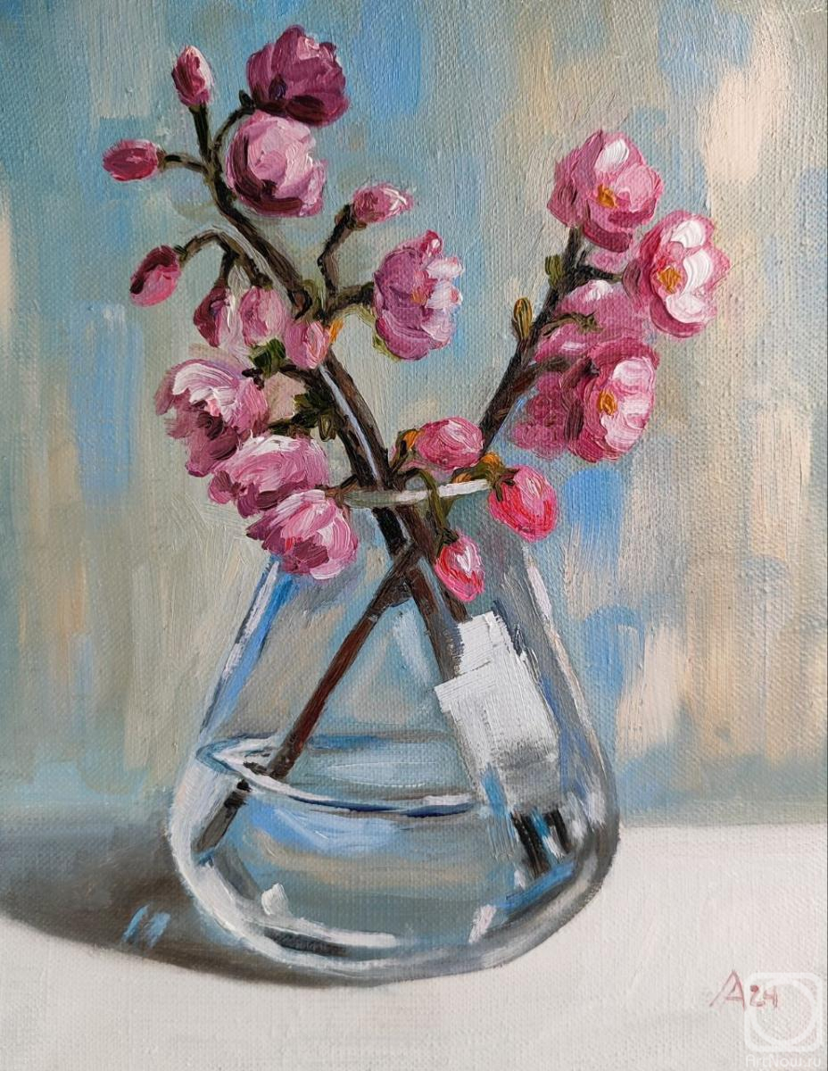 Lapina Albina. Still life with a blossoming apple tree