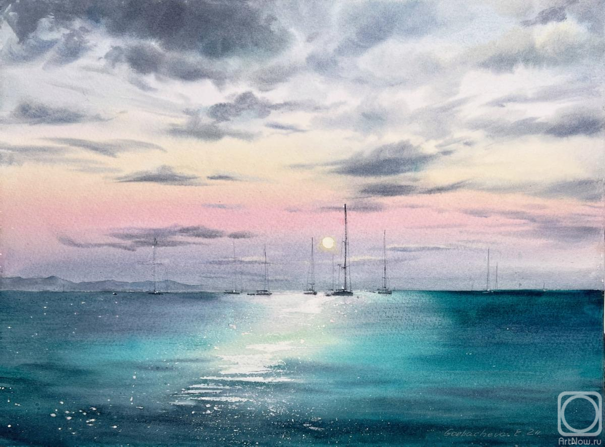 Gorbacheva Evgeniya. Yachts at sunset #14