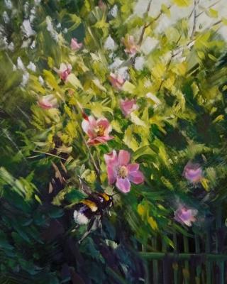Rosehip and bumblebee. Korolev Andrey