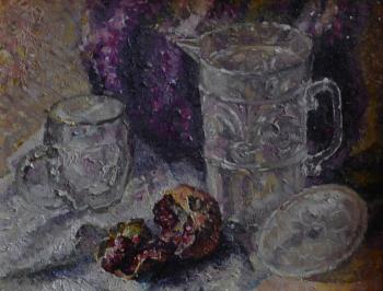 Still life with crystal and pomegranate