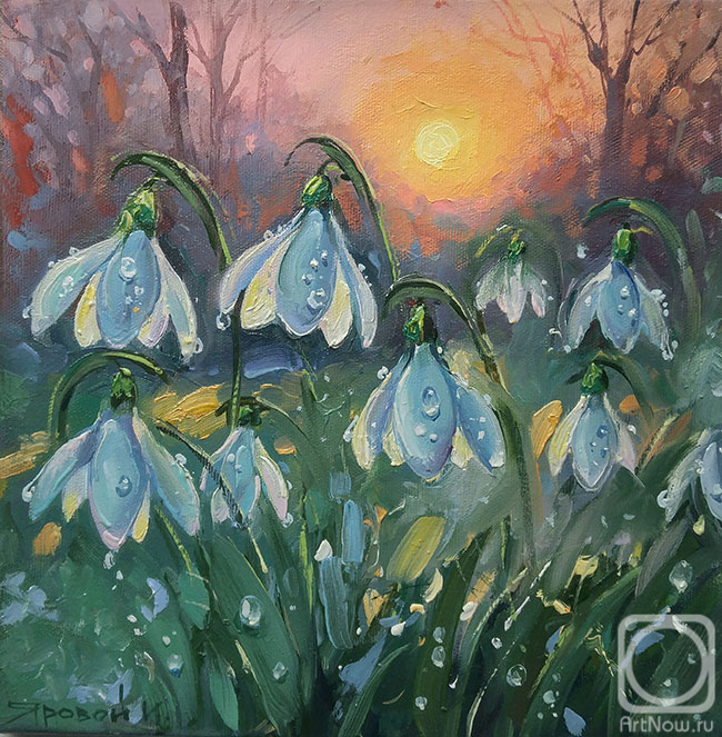 Картина маслом на холсте. Яровой Игорь. Подснежники и солнце