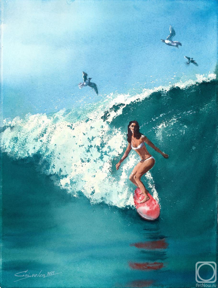 Картина. Гайворонская Елена. Наперегонки с чайками