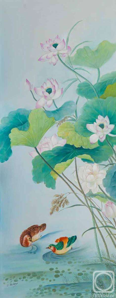 Картина маслом на холсте. Виверс Кристина. Лотосы и мандаринки