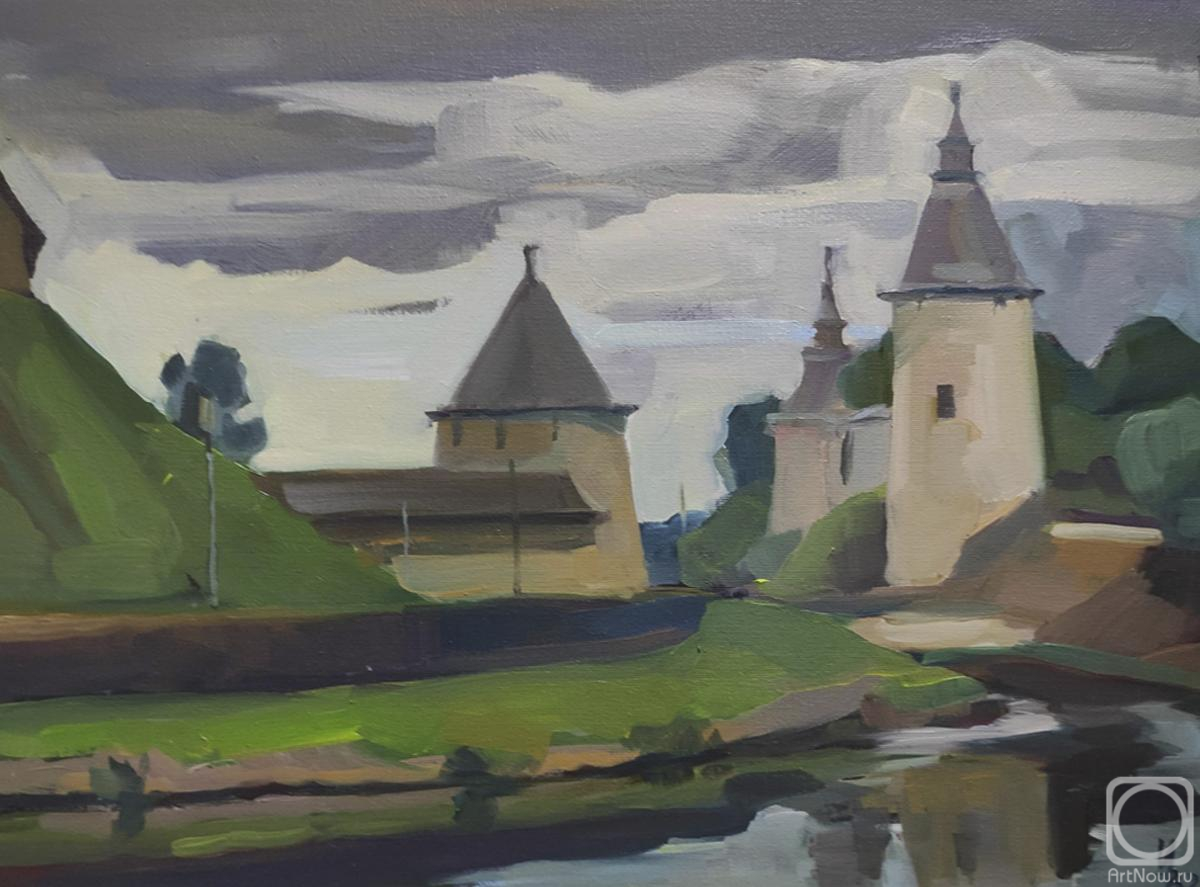 Картина маслом на холсте. Вольвак Инна. Псков. Башни Крома