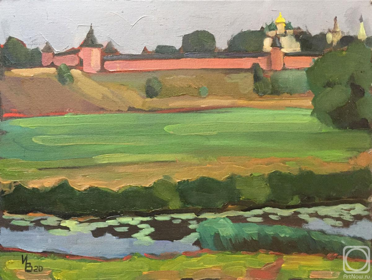 Картина маслом на холсте. Вольвак Инна. Суздаль. Вид на Спасо-Евфимиев монастырь