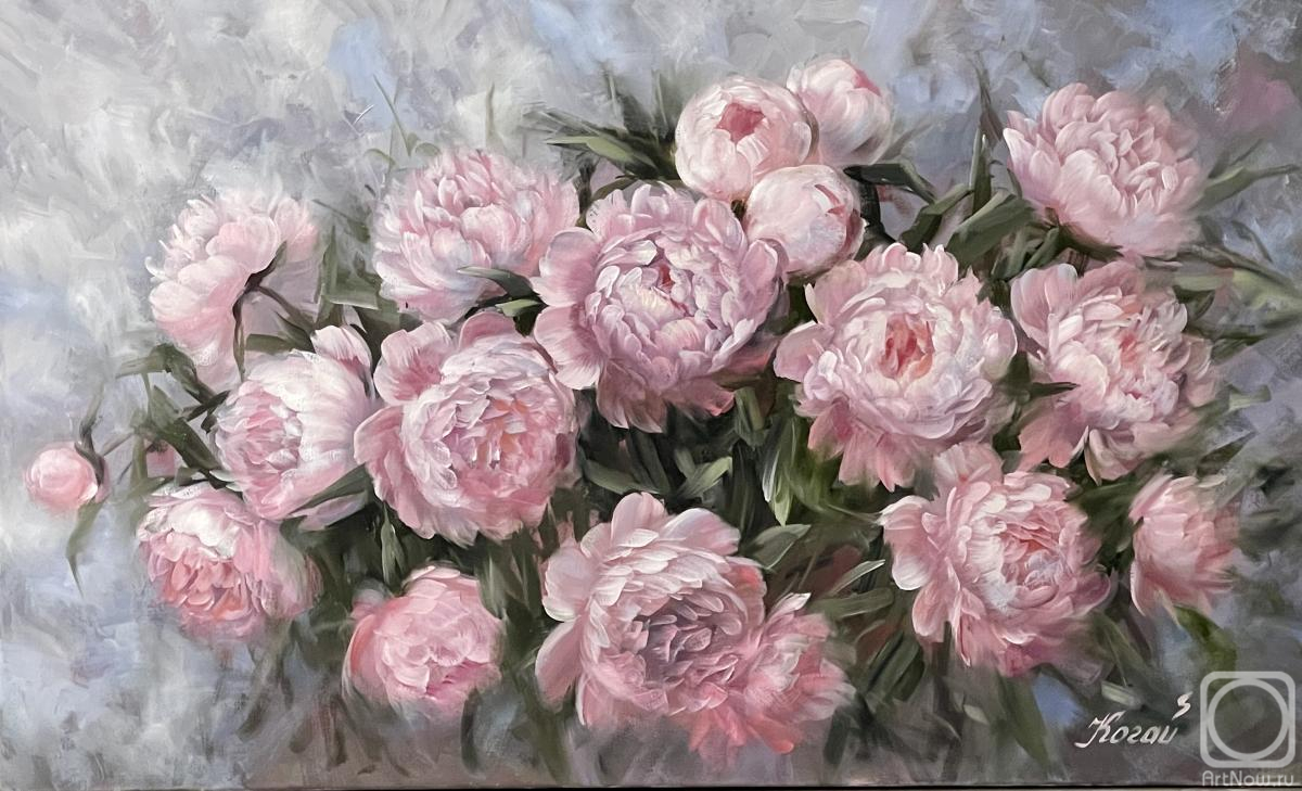 Картина маслом на холсте. Когай Жанна. Нежный шелк пионов