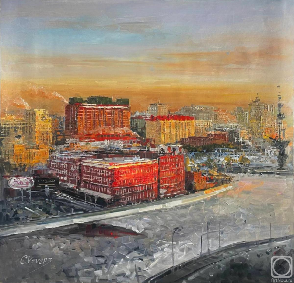 Картина маслом на холсте. Виверс Кристина. Рассветная Москва. Красный Октябрь