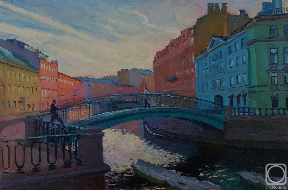 Картина маслом на холсте. Мельников Александр. Весеннее настроение. Сенной мостик