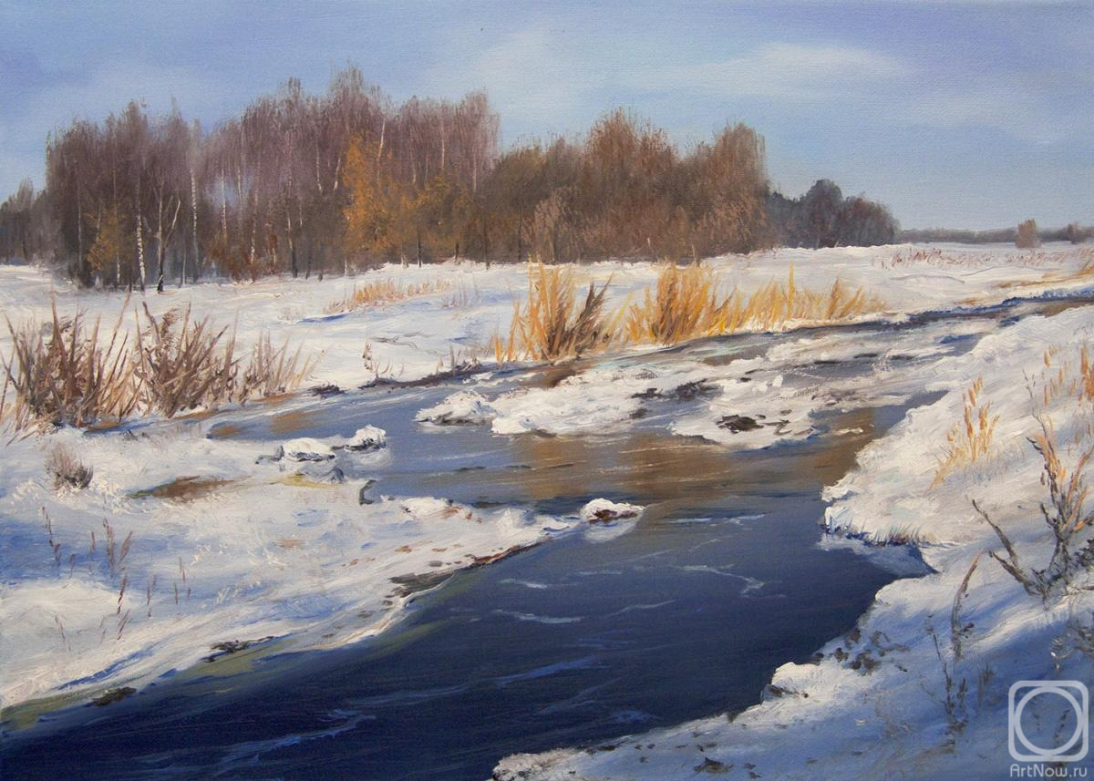 Картина маслом на холсте. Лактаев Роман. Солнечный март