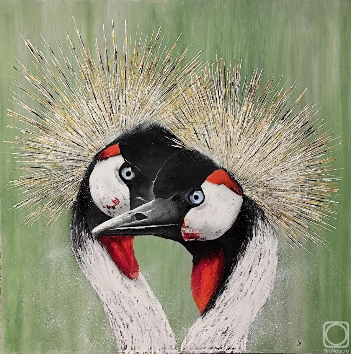 Картина маслом на холсте. Литвинов Андрей. Венценосные журавли