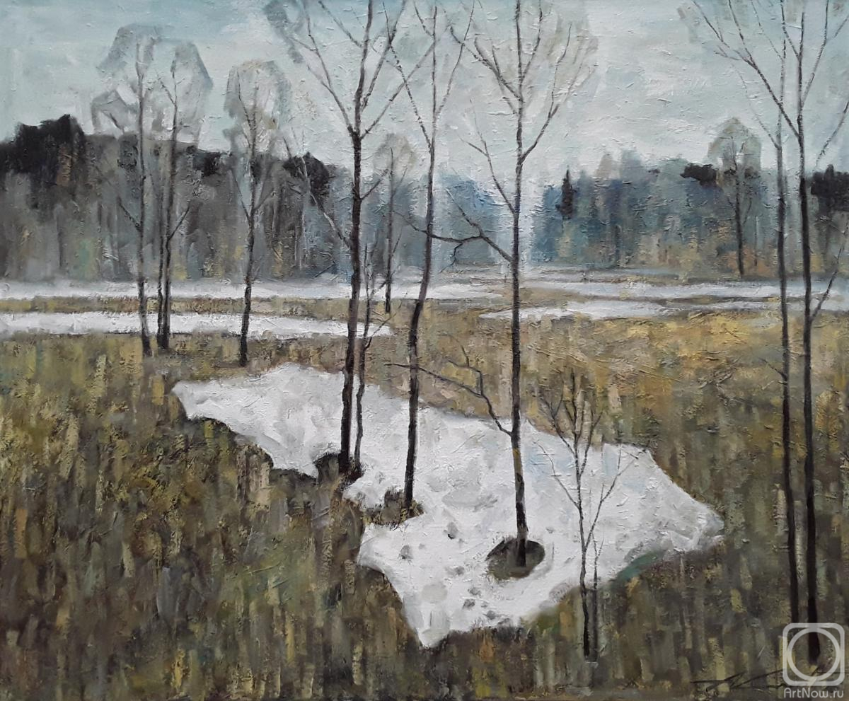 Картина маслом на холсте. Кнэхт Александр. Последний снег