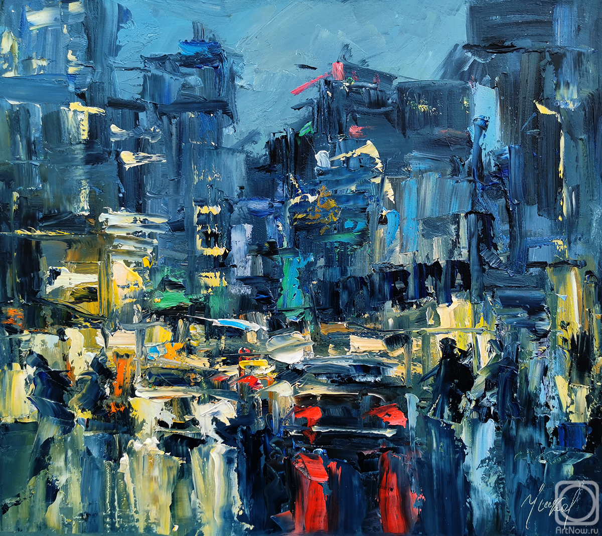 Картина маслом на холсте. Ушков Валерий. Ночной поток