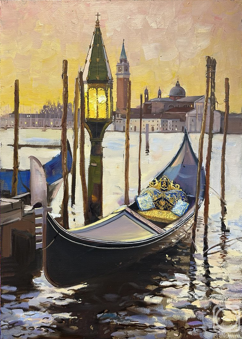 Картина маслом на холсте. Зеликов Олег. Тёплый вечер в Венеции